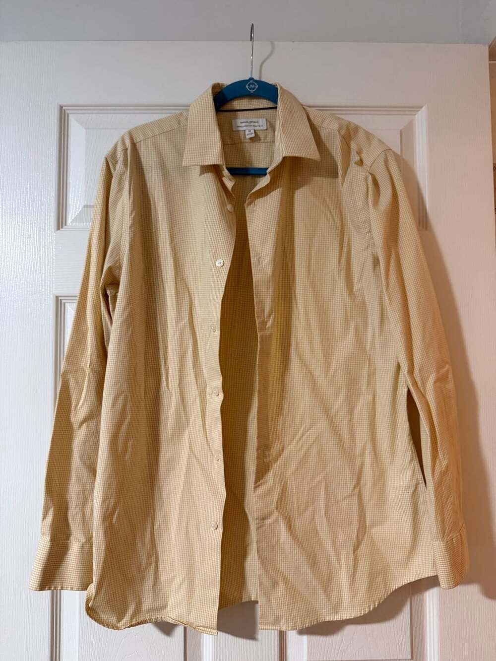 Banana Republic Wrinkle Resistant Athletic Fit Shirt Size M Yellow Gingham